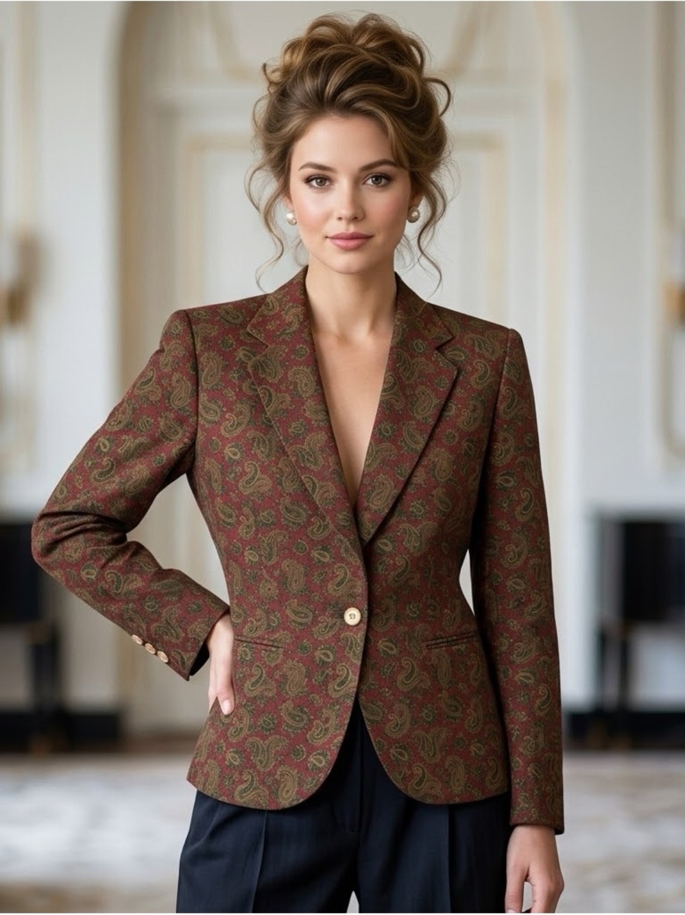 Vintage Mid 1980’s Schriver’s Corbin LTD Women’s Paisley Blazer Jacket Size S